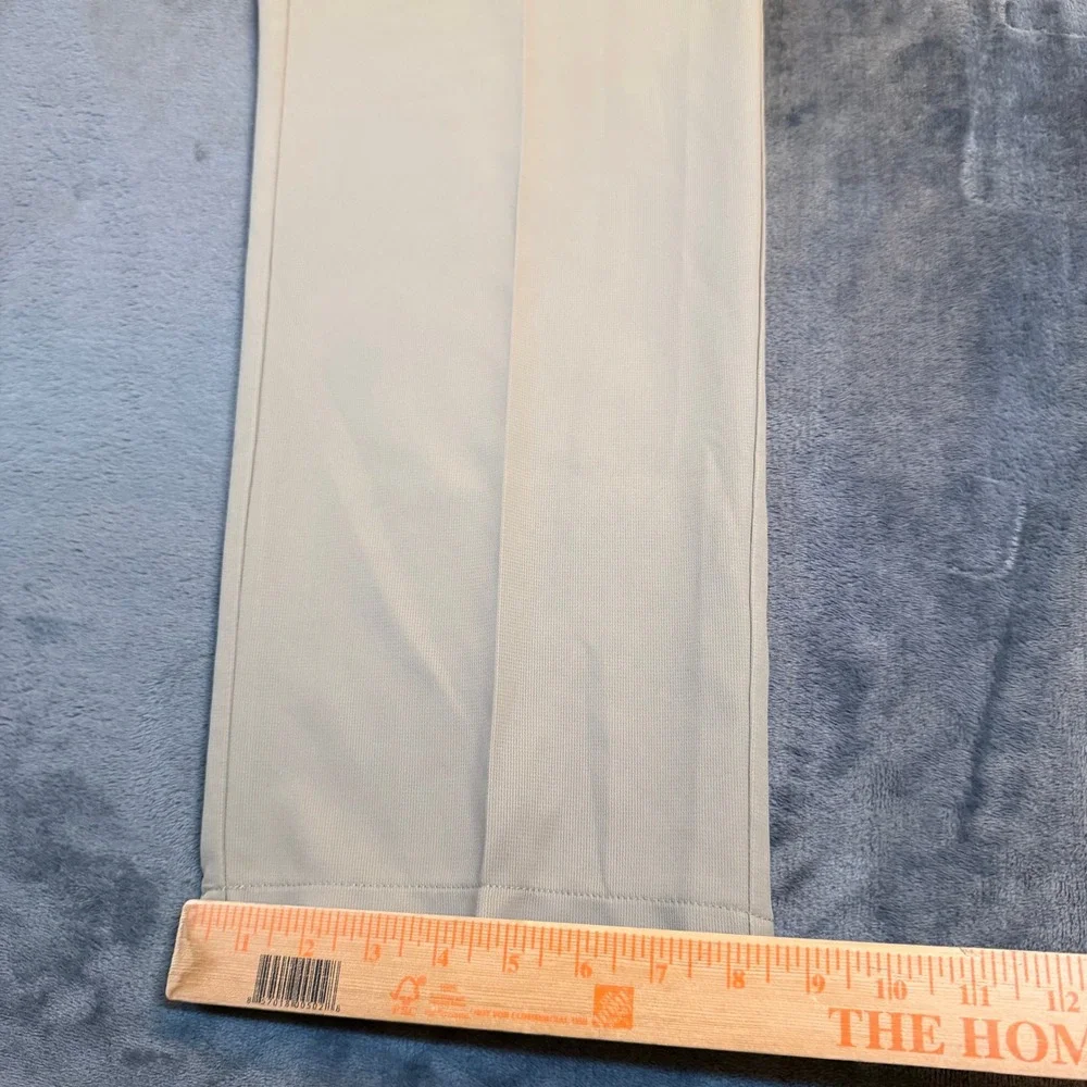 Haggar Tan Khaki Flat Front Dress Pants Straight Leg Polyester Slacks Mens 32x29